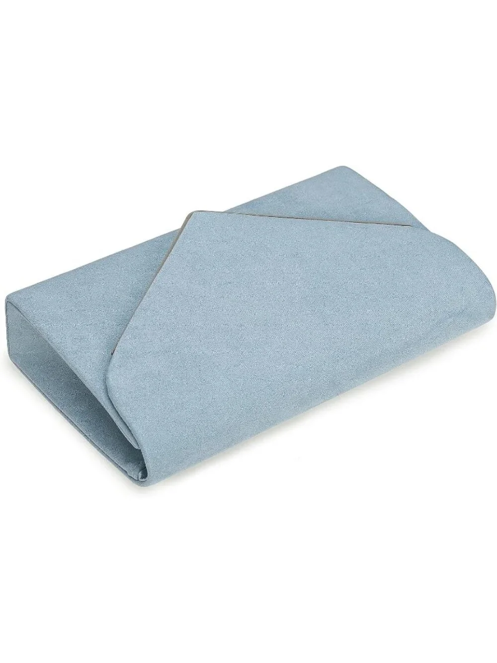👜 Women's Light Blue Faux Suede Clutch Bag Elegant Metal Binding Evening Purse